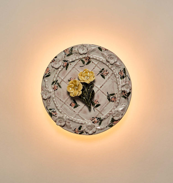 Pith Sconce - Floral II- Light On