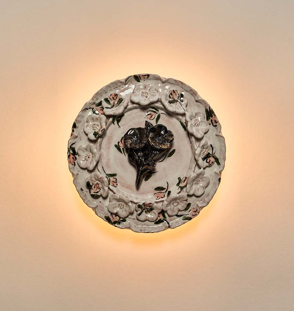Pith Sconce - Floral I- Light On