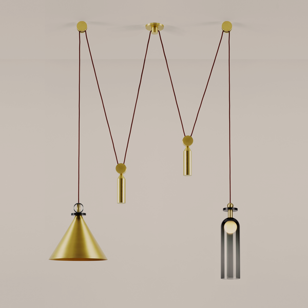 Shape Up Double Pendant (Brushed Brass - Currant)