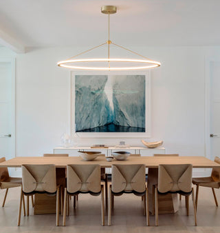 Oval Pendant   Custom size (Brushed brass) — Watermill, New York. Interior by David Howell Design. Image by Guillaume Gaudet
